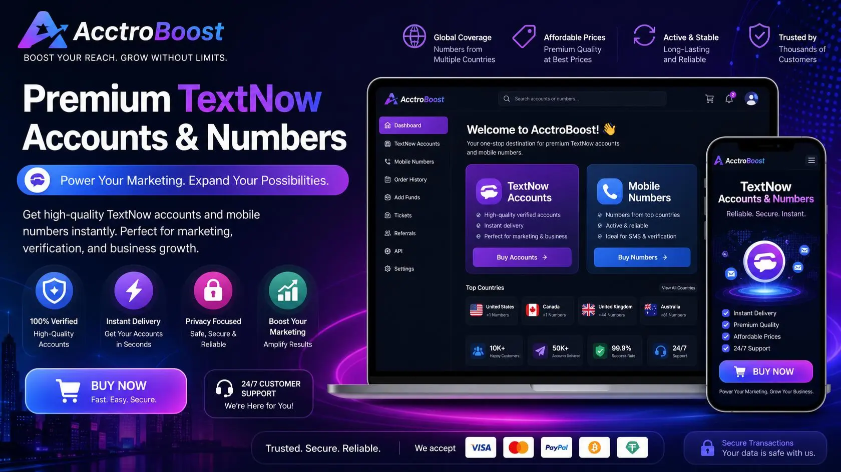 AcctroBoost: Buy TextNow Account & TextNow Mobile Number for Marketing ' www.acctroboost.com